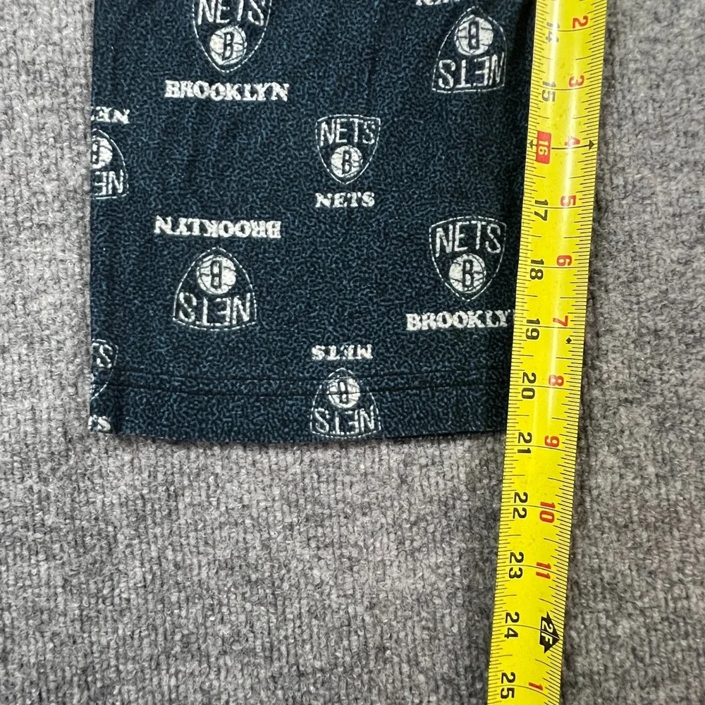 NBA Pajama Pants Boys Small Black Green Brooklyn Nets UNK All Over Print Pull On